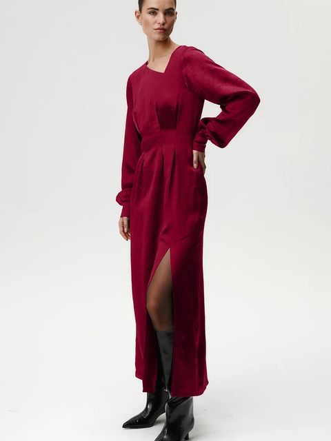 Undress Code sukienka kolor bordowy maxi prosta 1080