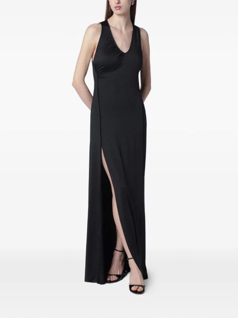 Victoria Beckham gathered slit-detail scoop-neck dress - Black - zdjęcie produktu nr 1