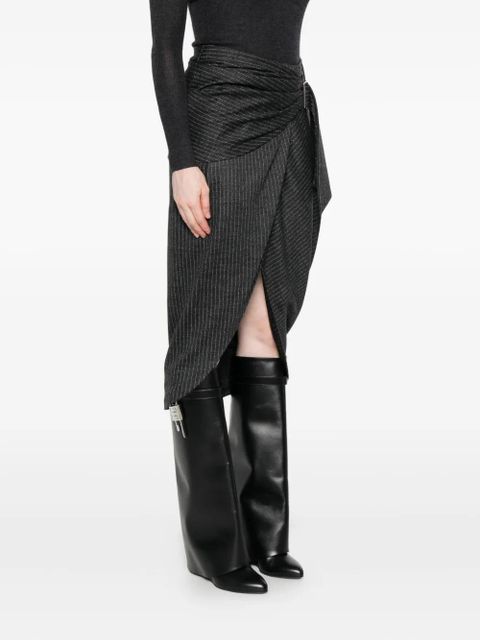 ISABEL MARANT pinstripe belted wrap skirt - Grey