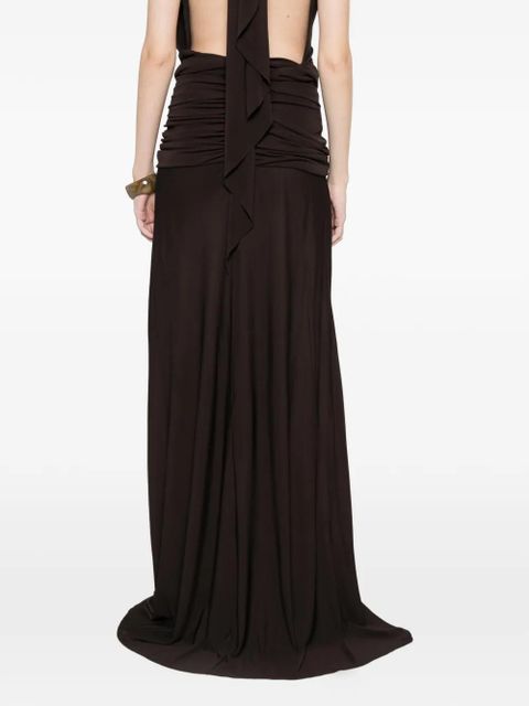 Christopher Esber draped maxi skirt - Brown