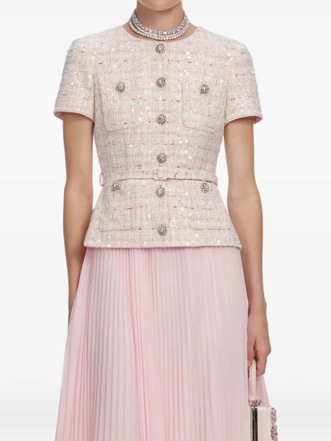 Self-Portrait embellished pleated midi dress - Pink