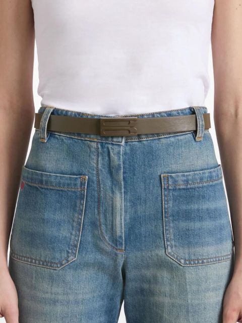 Victoria Beckham buckle-logo belt - Green