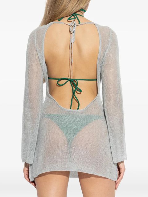 Bond-eye long sleeve beach dress - White