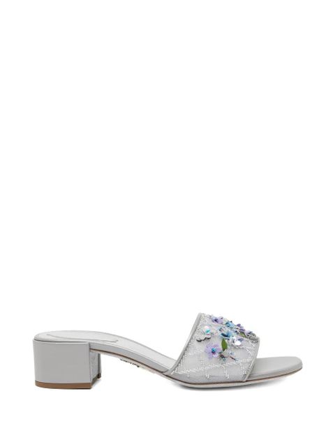 René Caovilla 40mm floral-appliqué sandals - Silver - zdjęcie produktu nr 1