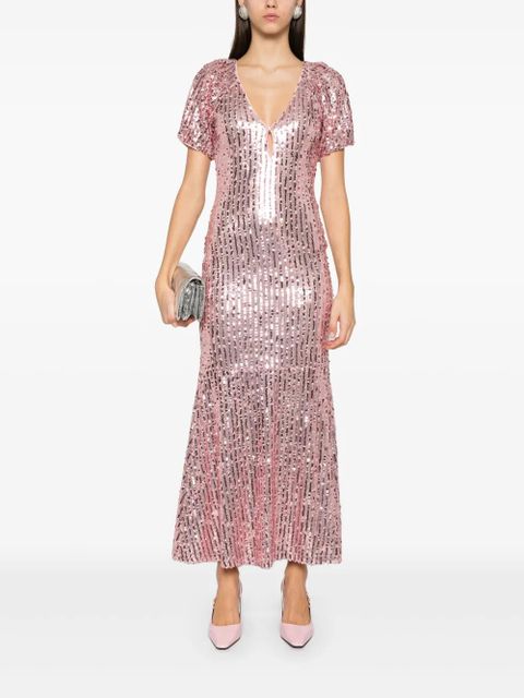 ROTATE BIRGER CHRISTENSEN sequin-embellished V-neck midi dress - Pink - zdjęcie produktu nr 2
