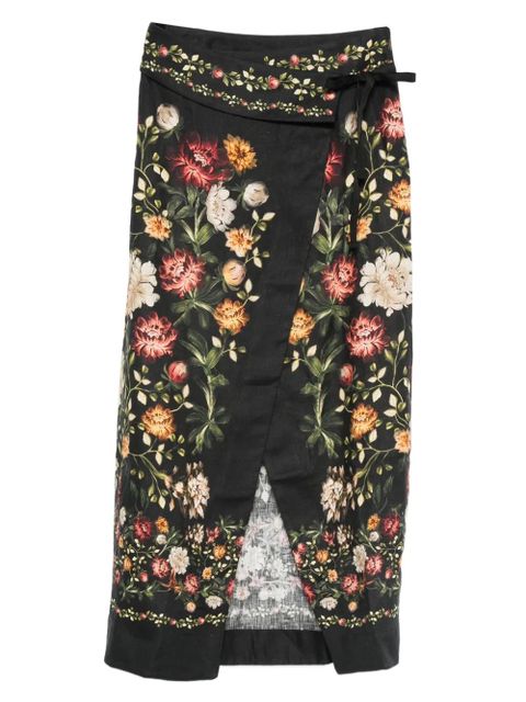Agua By Agua Bendita Pareo Midi floral skirt - Black - zdjęcie produktu nr 1