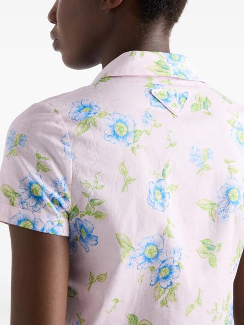 Prada floral-print batiste shirt - Pink