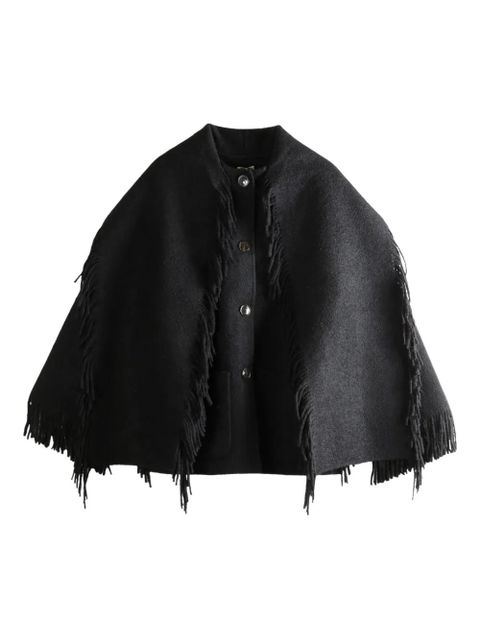 TOTEME fringed-scarf buttoned oversized jacket - Black