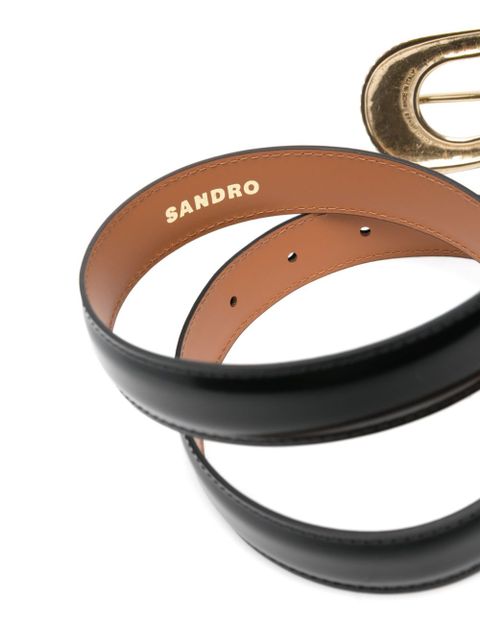 SANDRO ribbed-buckle leather belt - Black - zdjęcie produktu nr 2
