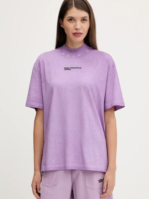 Karl Lagerfeld Jeans t-shirt bawełniany damski kolor fioletowy A3W17052 - zdjęcie produktu nr 1