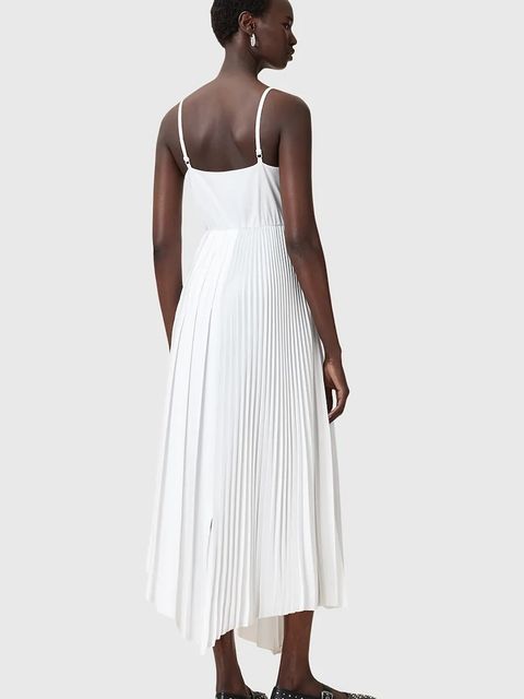 AllSaints sukienka i t-shirt JAX kolor biały maxi rozkloszowana W326DB