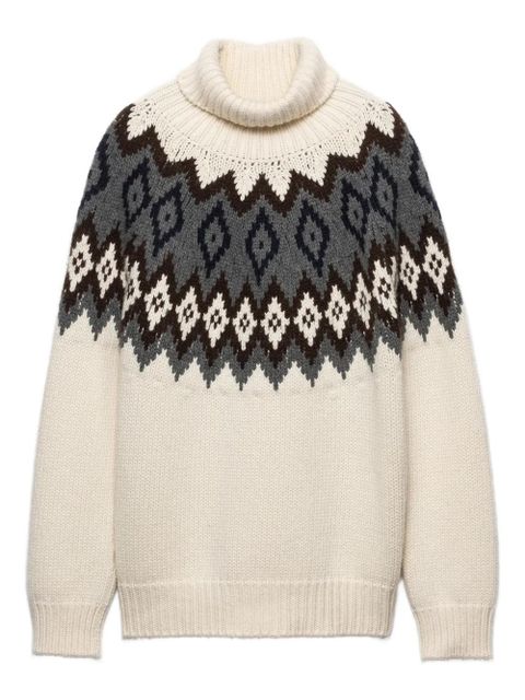 Prada intarsia turtleneck ribbed sweater - Neutrals - zdjęcie produktu nr 1