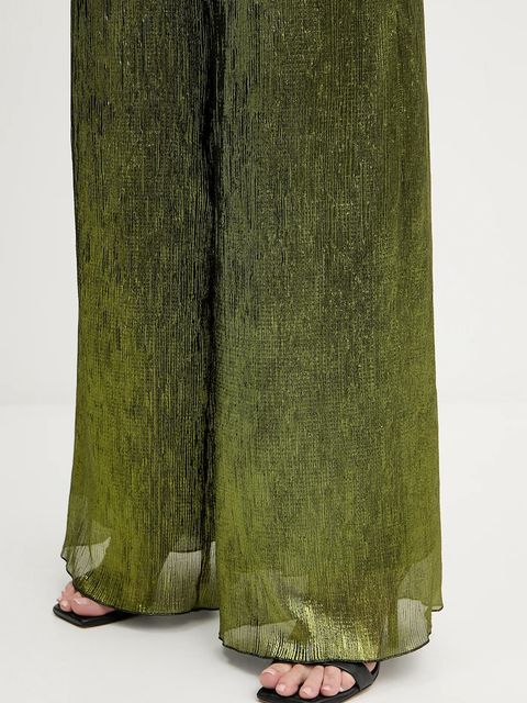 Forte Forte spodnie damskie kolor zielony szerokie high waist 14106.my.pants