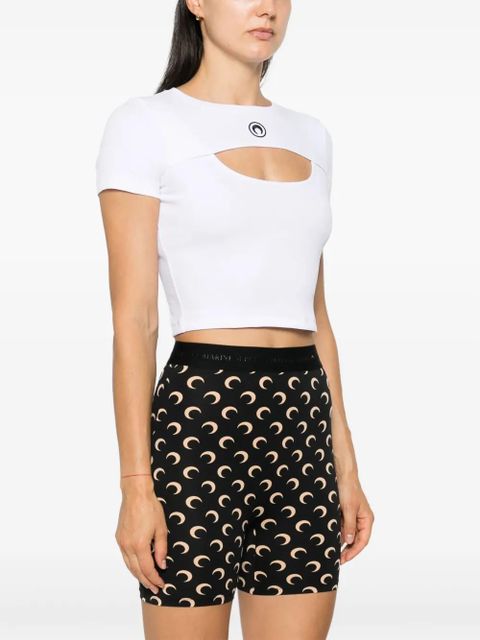 Marine Serre moon-logo cut-out T-shirt - White