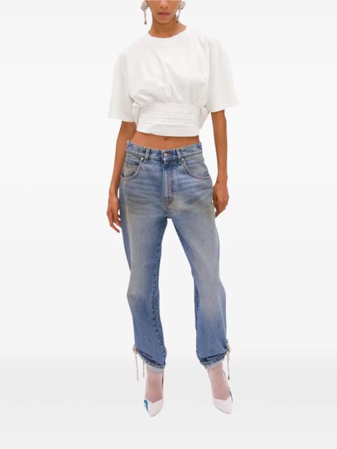 AREA crystal-knot jeans - Blue