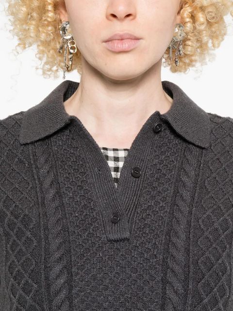 JW Anderson cable-knit polo-neck polo top - Grey - zdjęcie produktu nr 2