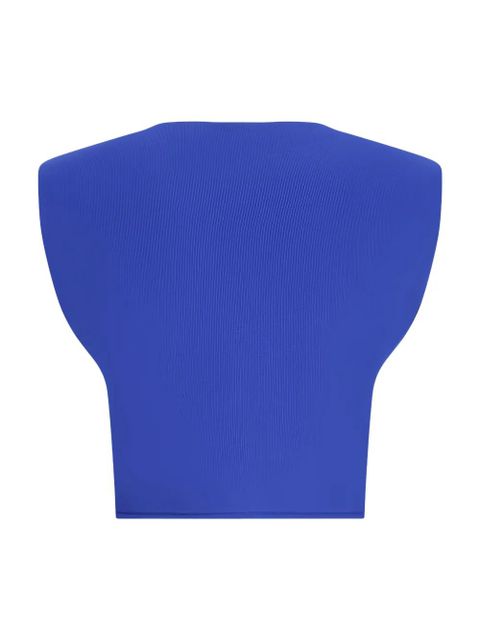 Jil Sander padded-shoulder cropped top - Blue - zdjęcie produktu nr 2