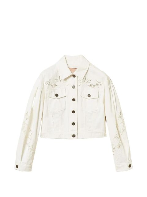 TWINSET lace-detail denim jacket - White - zdjęcie produktu nr 1