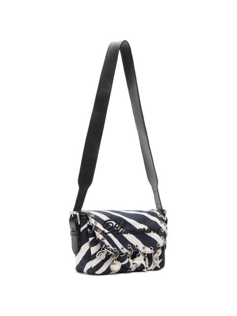 Blumarine mini striped shoulder bag - White