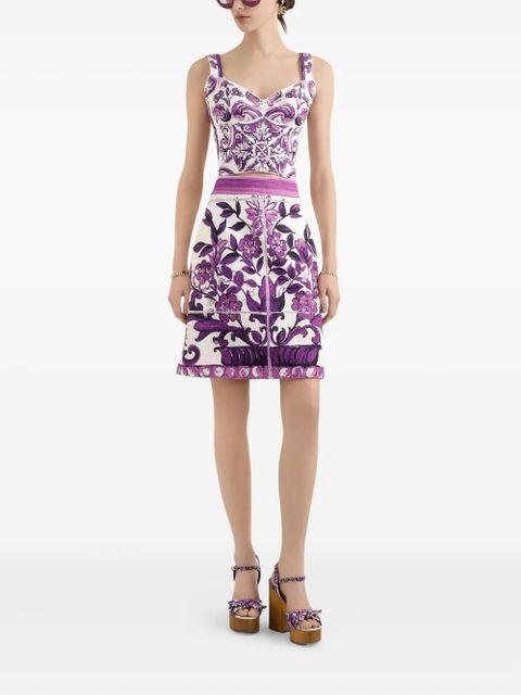 Dolce & Gabbana Majolica-print corset top - Purple