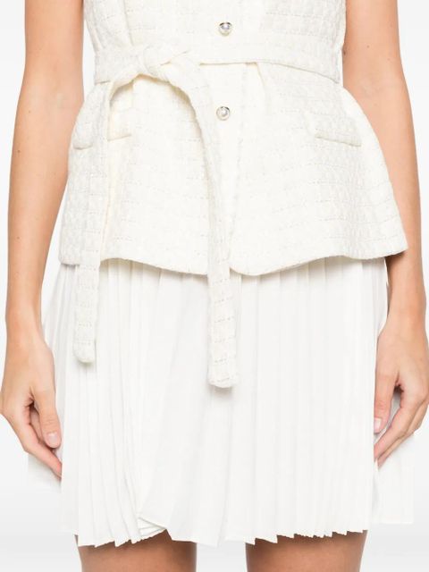 SANDRO sequin-embellished pleated mini dress - Neutrals