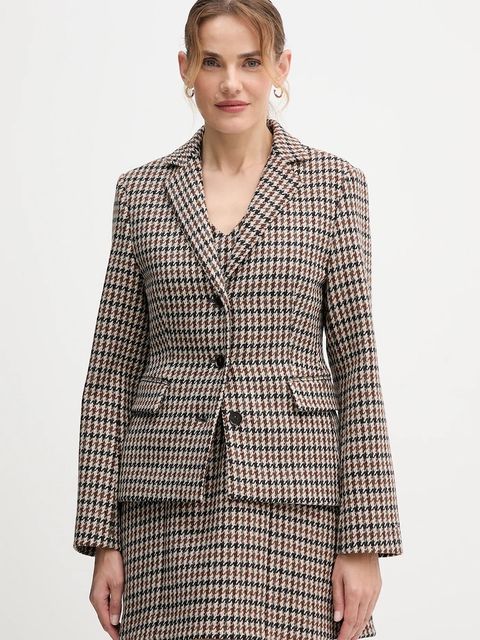 Tommy Hilfiger marynarka wełniana kolor brązowy jednorzędowa wzorzysta WW0WW48266 - zdjęcie produktu nr 1