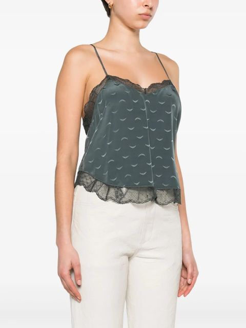 Zadig&Voltaire Claudy jacquard silk tank top - Blue