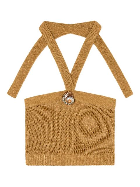 Alanui halterneck embellished tank top - Brown - zdjęcie produktu nr 1