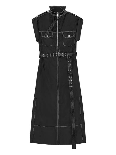 GANNI high-collar belted shirt dress - Black - zdjęcie produktu nr 1