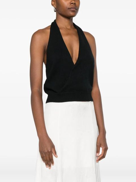 Aya Muse halterneck knitted top - Black