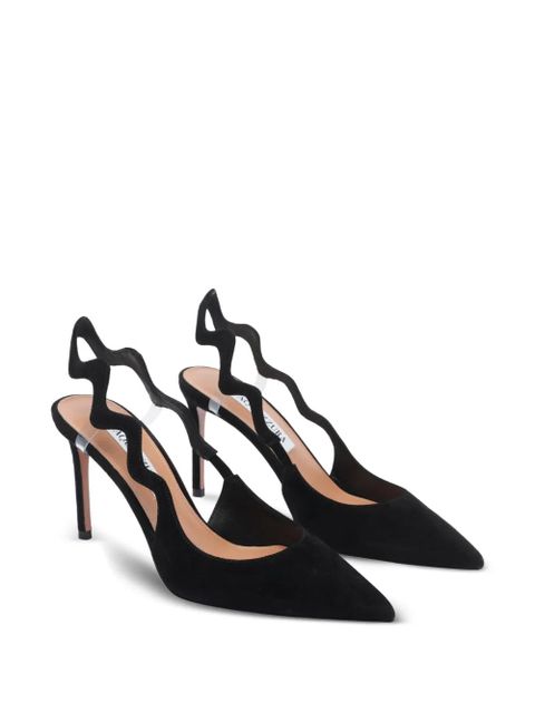 Aquazzura 85mm Artiste Sling wave-detail slingback pumps - Black