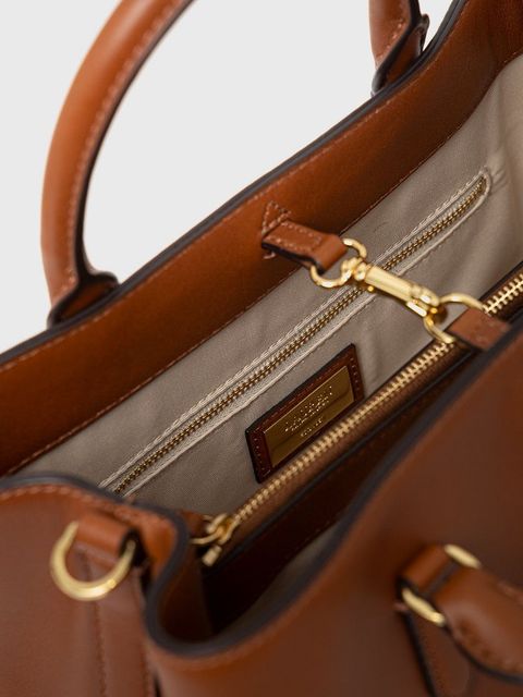 Lauren Ralph Lauren torebka skórzana 431876725005 kolor brązowy