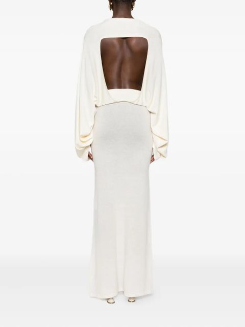 Aya Muse long-sleeved open-back dress - Neutrals