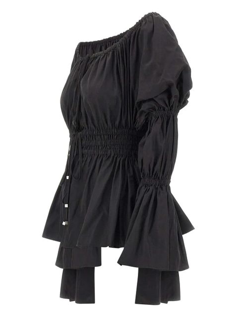 Blumarine puffed-sleeve elasticated-waist blouse - Black - zdjęcie produktu nr 2