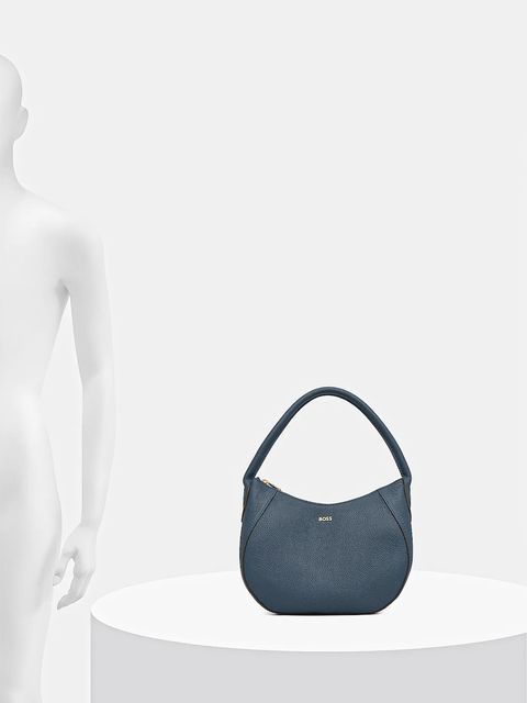 BOSS torebka skórzana kolor niebieski 50547946