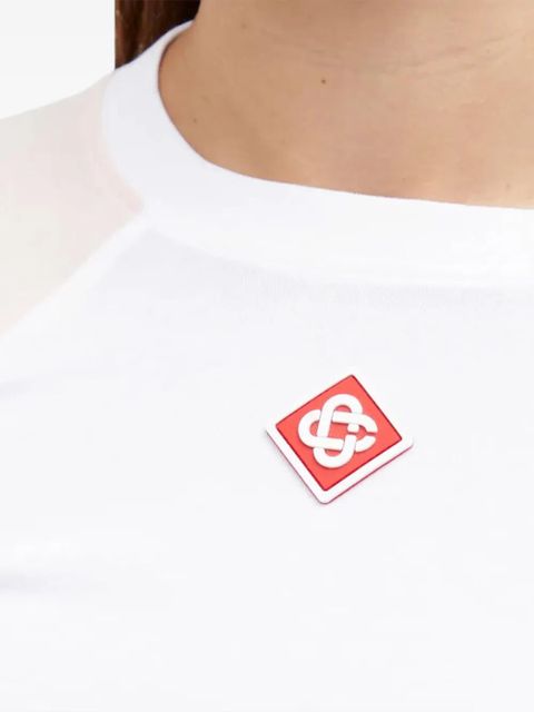Casablanca logo-patch raglan-sleeve top - White