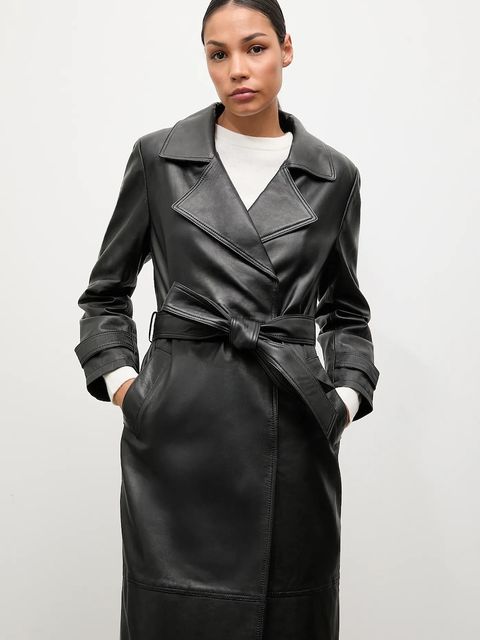 Answear.LAB płaszcz skórzany kolor czarny