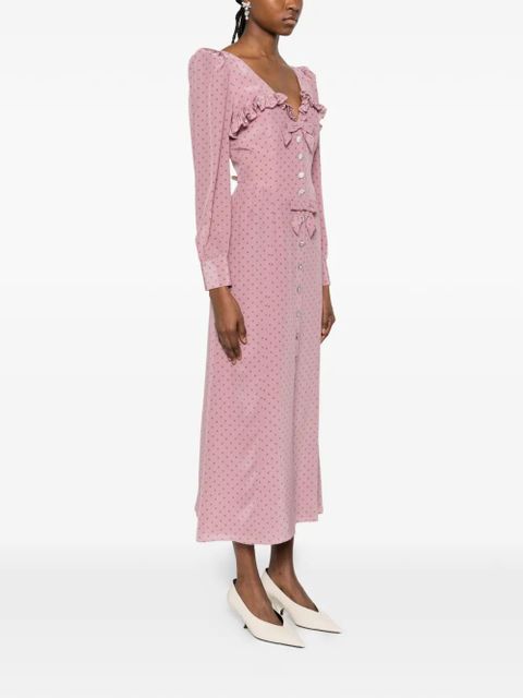 Alessandra Rich polka-dot ruffled midi dress - Pink