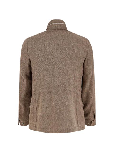 Loro Piana high-neck flap-pocket jacket - Brown