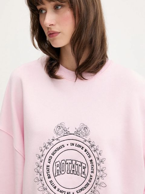 Rotate bluza bawełniana damska kolor różowy z aplikacją 114425191