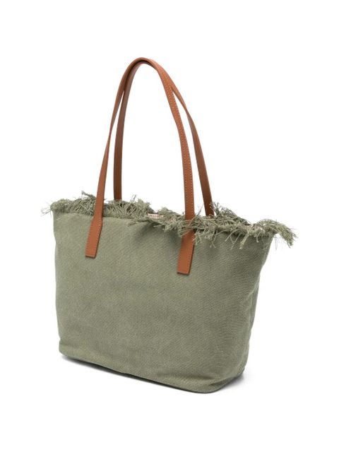 MC2 Saint Barth City embroidered fringed tote bag - Green