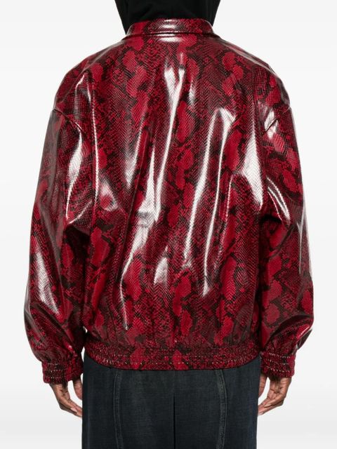 GCDS snakeskin-effect faux-leather jacket - Red