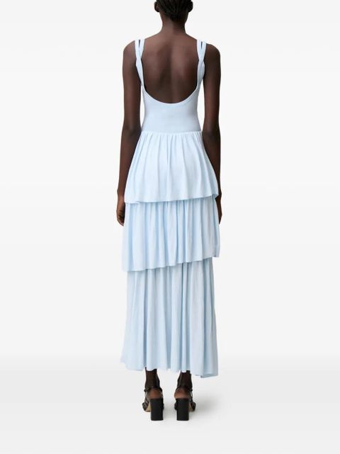 Claudie Pierlot tiered knitted asymmetric dress - Blue