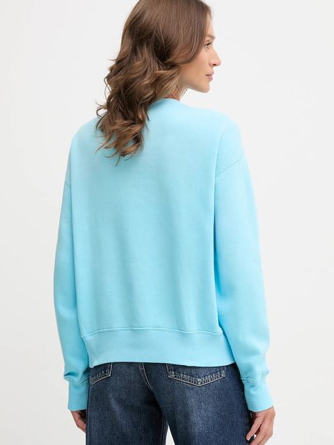Polo Ralph Lauren bluza bawełniana damska kolor turkusowy gładka 211972697