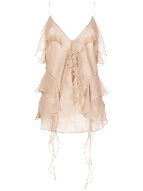 KHAITE draped silk top - Brown - zdjęcie produktu nr 1