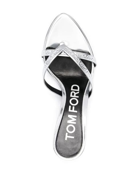 TOM FORD metallic leather mules - Silver