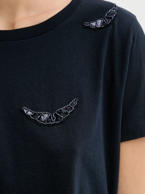 ZADIG&VOLTAIRE t-shirt bawełniany damski kolor granatowy JWTS02821