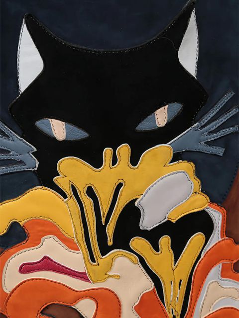 Miu Miu flower-cat patch coat - Brown