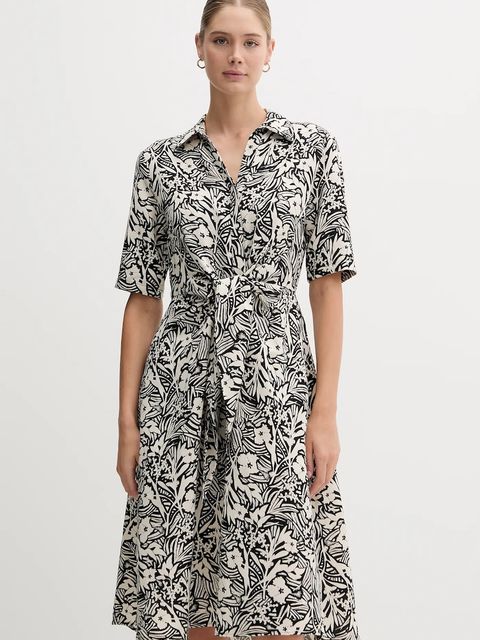 Tommy Hilfiger sukienka lniana kolor czarny mini rozkloszowana WW0WW45836 - zdjęcie produktu nr 1