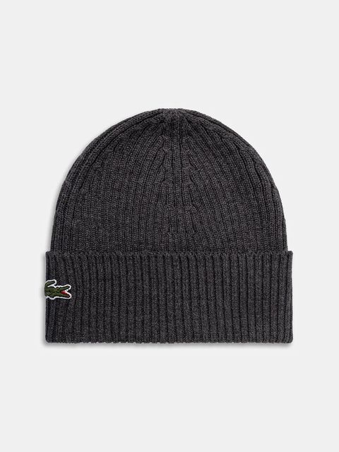 Lacoste czapka wełniana kolor szary z cienkiej dzianiny wełniana RB0001 - zdjęcie produktu nr 1